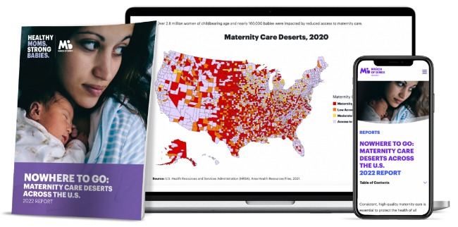 Maternity Care Desert Report for March of Dimes screenshot
