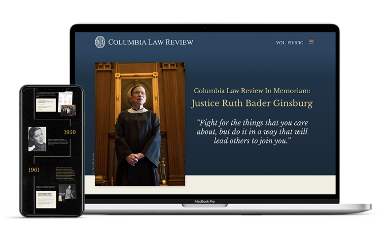 Columbia Law Review's RBG Tribute site screenshot